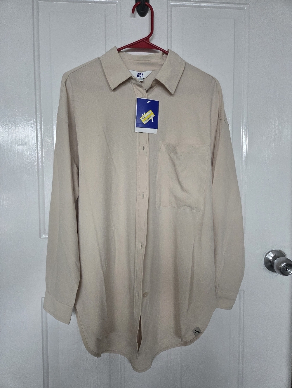 Men’s Beige Long-Sleeve Button-Up Shirt nwt small